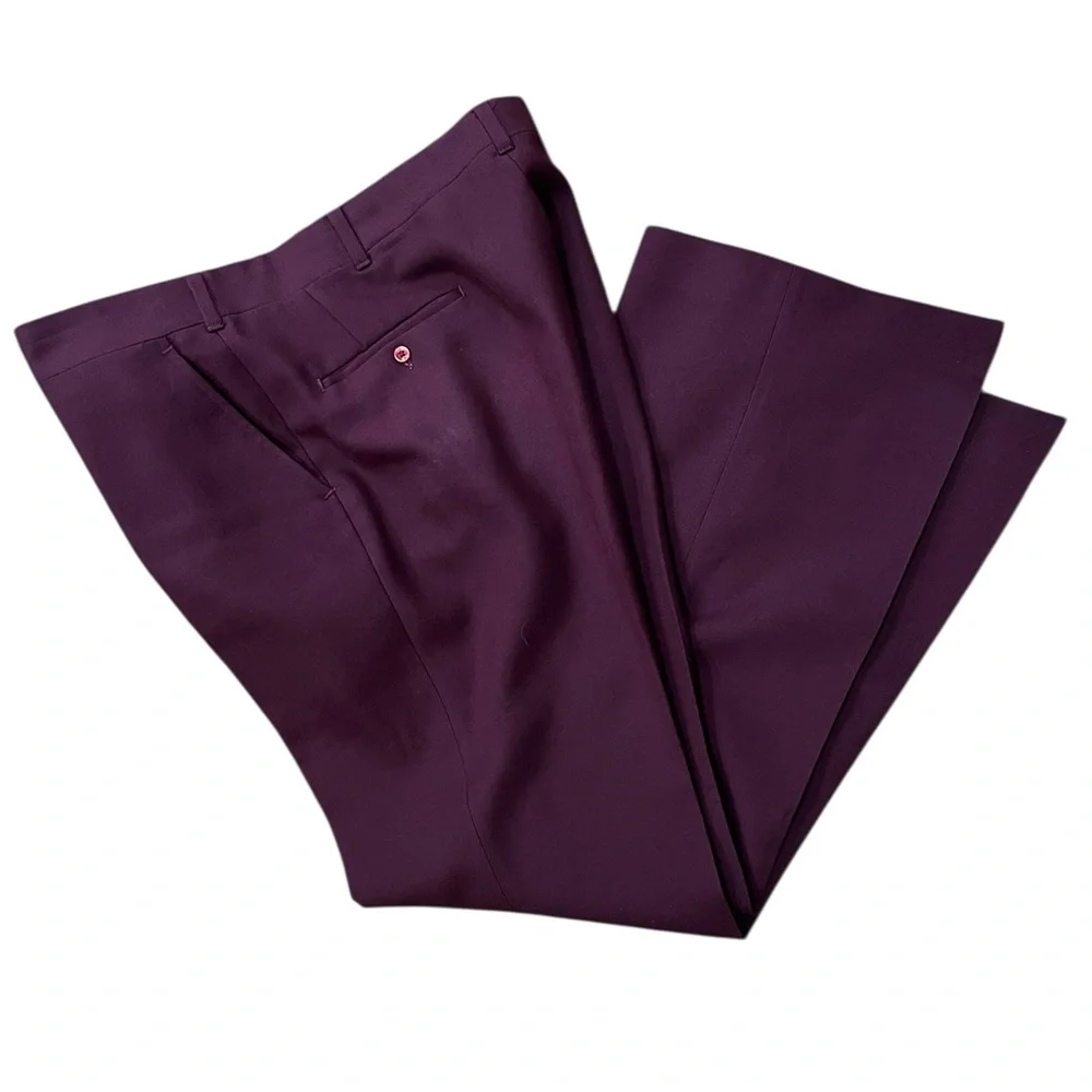 Grandpa Lounge singer Maroon burgundy vintage polyester slacks - Picture 1 of 9